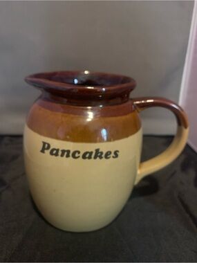 Vintage Stoneware Syrup Pitcher - Brown and Cream